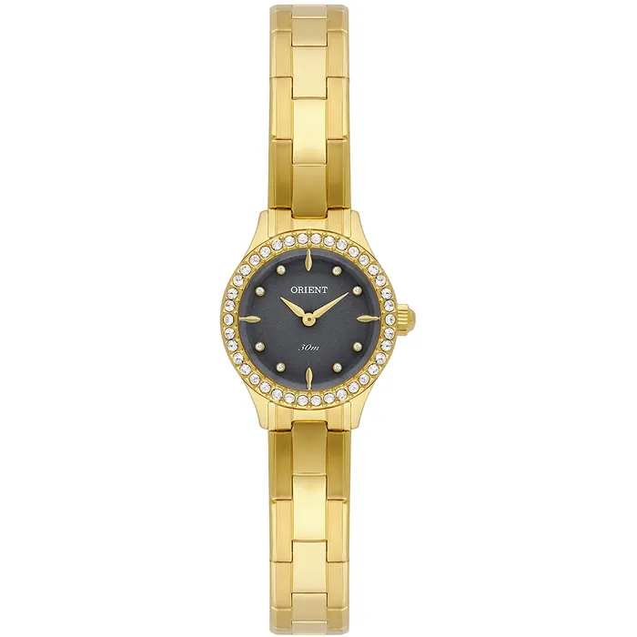 Relógio Orient Mini Feminino FGSS0218 Dourado Preto Original | Taniguchi Relógios