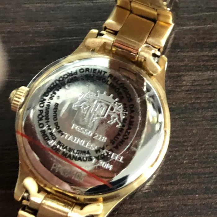 Relógio Orient Mini Feminino FGSS0218 Dourado Preto Original | Taniguchi Relógios