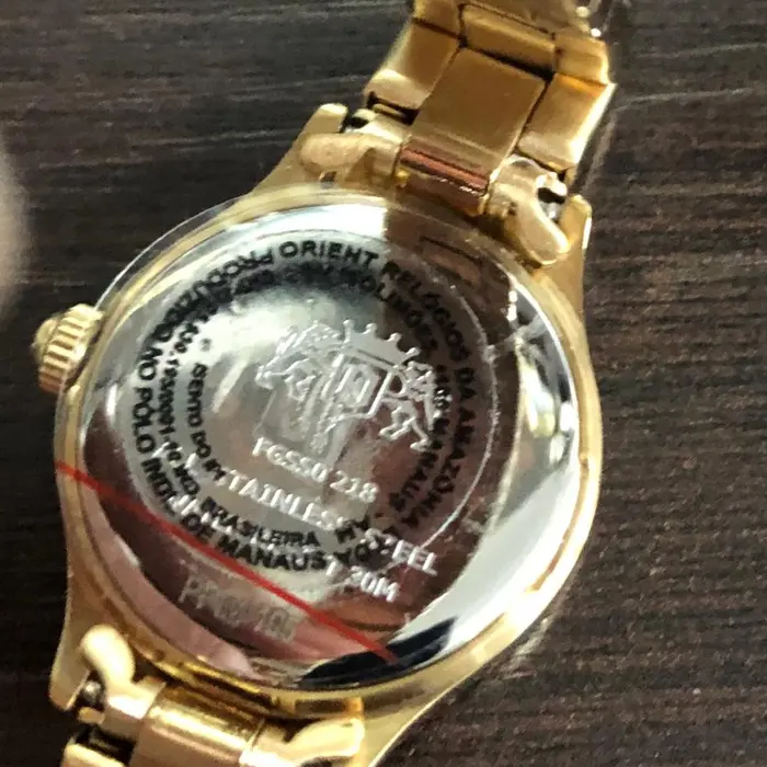Relógio Orient Mini Feminino FGSS0218 Dourado Preto Original | Taniguchi Relógios