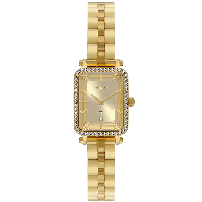 Relógio Orient Mini Feminino LGSS0066 Dourado Cristais Original | Taniguchi Relógios