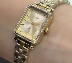 Relógio Orient Mini Feminino LGSS0066 Dourado Cristais Original | Taniguchi Relógios - imagem 4