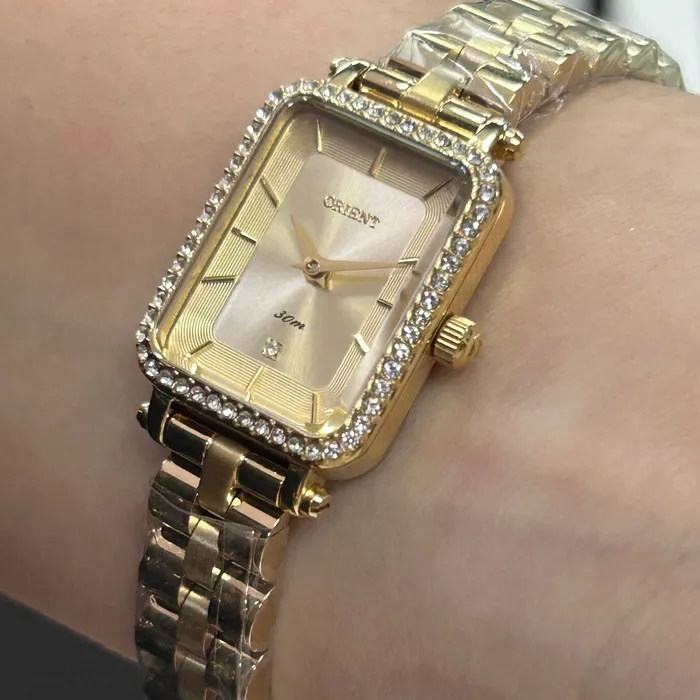 Relógio Orient Mini Feminino LGSS0066 Dourado Cristais Original | Taniguchi Relógios