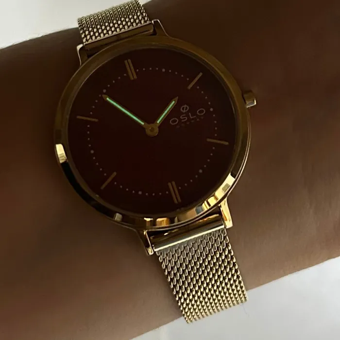 Relógio Oslo Slim Feminino OFGSSS9T0020 Dourado Safira Original | Taniguchi Relógios