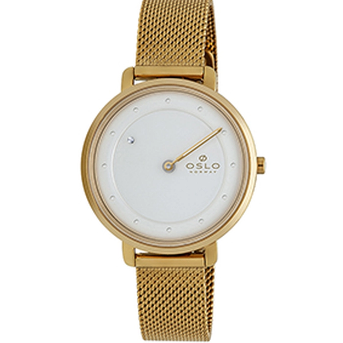 Relógio Oslo Slim Feminino OFGSSS9T0015 Dourado Safira Original | Taniguchi Relógios