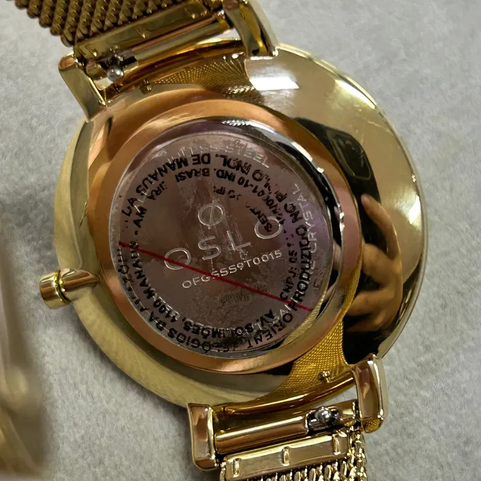 Relógio Oslo Slim Feminino OFGSSS9T0015 Dourado Safira Original | Taniguchi Relógios