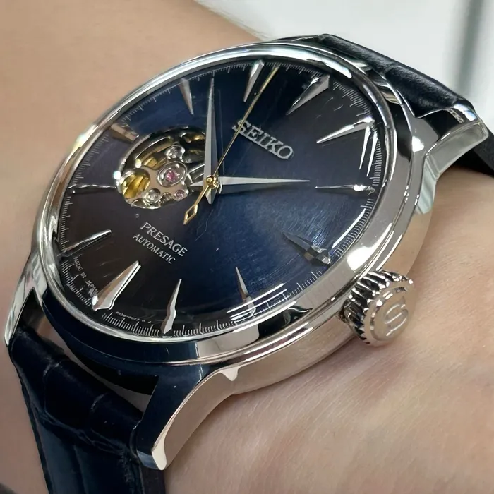 Seiko Presage Automático Cocktail time SSA405J1 open heart Blue moon