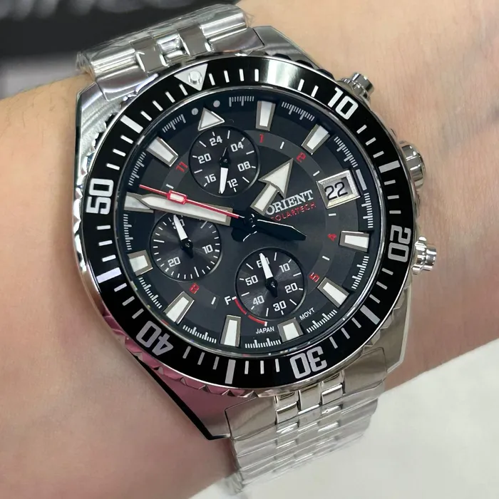 Relógio Orient Solartech Cronógrafo MBSSC310 Safira Original | Taniguchi Relógios