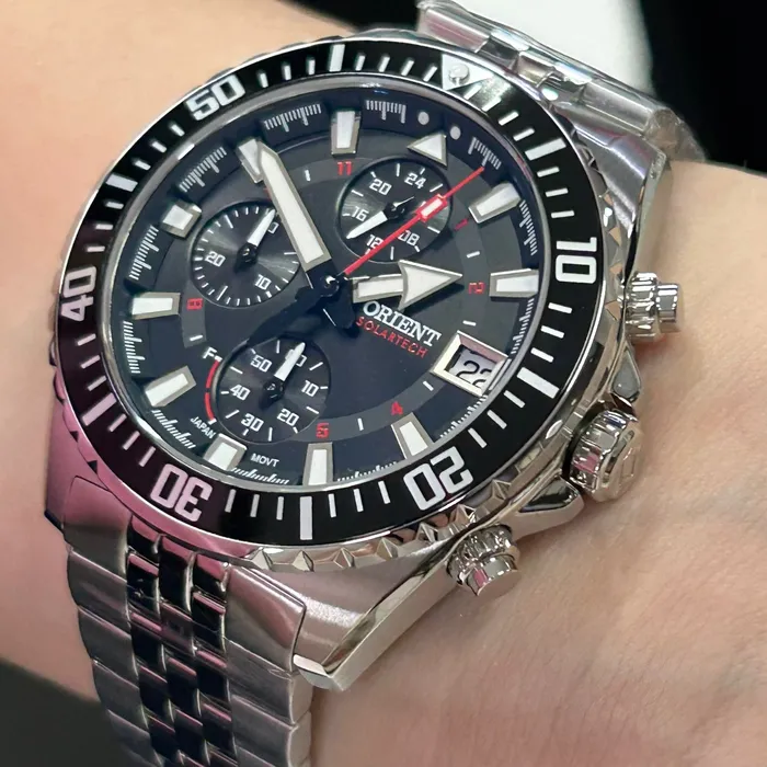 Relógio Orient Solartech Cronógrafo MBSSC310 Safira Original | Taniguchi Relógios