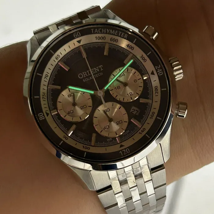 Relógio Orient Solartech Cronógrafo MBSSC309 Safira Original | Taniguchi Relógios