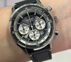 Relógio Orient Solartech Cronógrafo MBSCC072 Safira Couro | Taniguchi Relógios - imagem 1