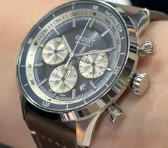 Relógio Orient Solartech Cronógrafo MBSCC072 Safira Couro | Taniguchi Relógios - imagem 4