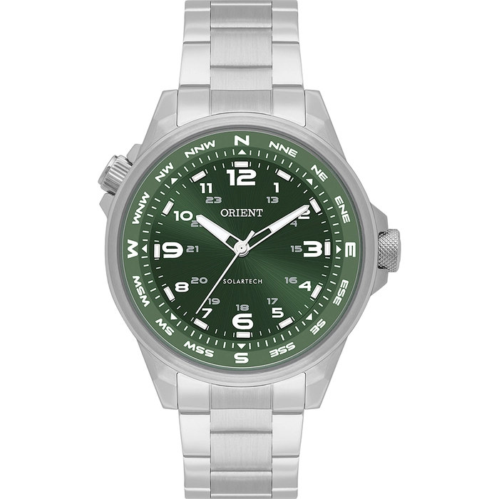 Relógio Orient Solartech NeoSports MBSS0017 Prata 100m Original | Taniguchi Relógios