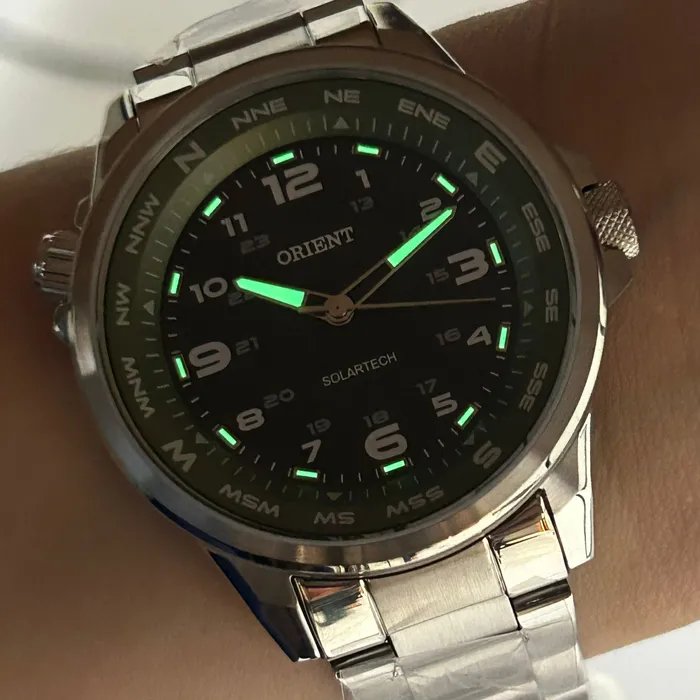 Relógio Orient Solartech NeoSports MBSS0017 Prata 100m Original | Taniguchi Relógios