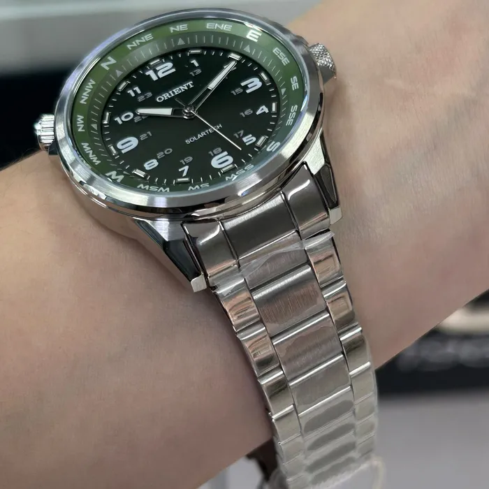 Relógio Orient Solartech NeoSports MBSS0017 Prata 100m Original | Taniguchi Relógios