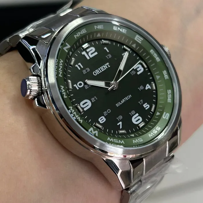 Relógio Orient Solartech NeoSports MBSS0017 Prata 100m Original | Taniguchi Relógios