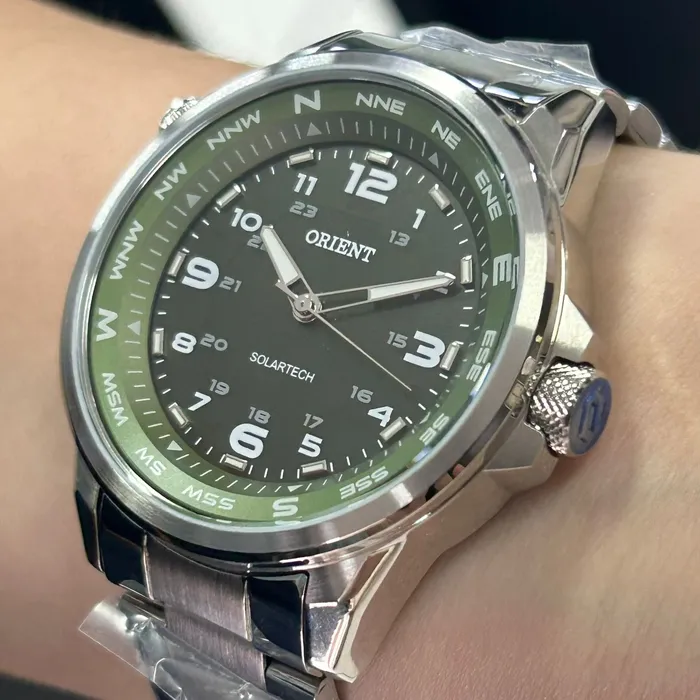 Relógio Orient Solartech NeoSports MBSS0017 Prata 100m Original | Taniguchi Relógios