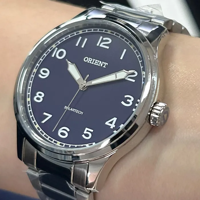 Relógio Orient Solartech NeoSports MBSS0018 Prata 100m Original | Taniguchi Relógios
