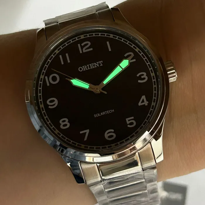 Relógio Orient Solartech NeoSports MBSS0018 Prata 100m Original | Taniguchi Relógios