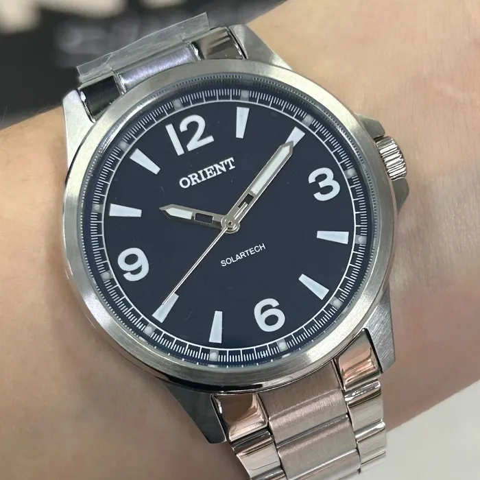 Relógio Orient Solartech NeoSports MBSS0019 Prata 100m Original | Taniguchi Relógios