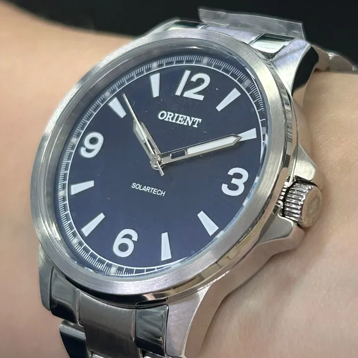 Relógio Orient Solartech NeoSports MBSS0019 Prata 100m Original | Taniguchi Relógios