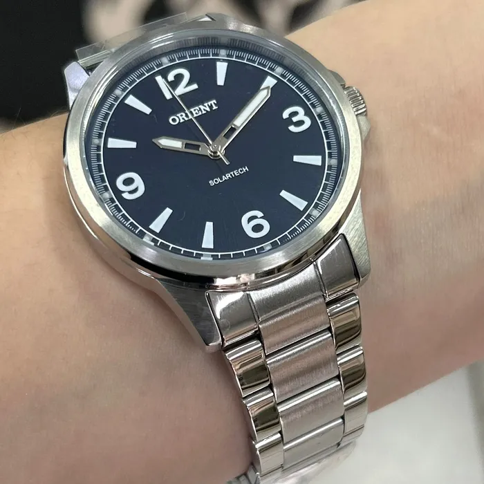 Relógio Orient Solartech NeoSports MBSS0019 Prata 100m Original | Taniguchi Relógios