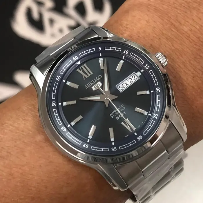 Relógio Seiko 5 Sports SNKP17 Verde Automático 100m Original | Taniguchi Relógios