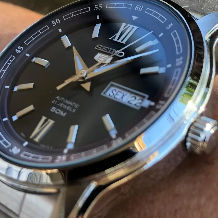 Relógio Seiko 5 Sports SNKP17 Verde Automático 100m Original | Taniguchi Relógios