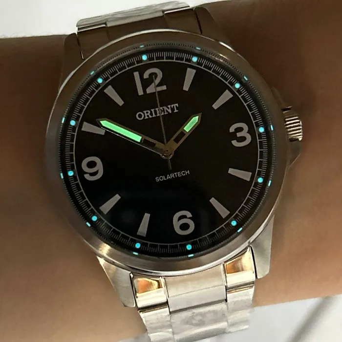Relógio Orient Solartech NeoSports MBSS0019 Prata 100m Original | Taniguchi Relógios