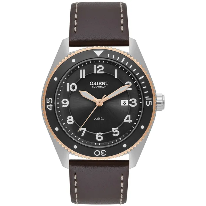 Relógio Orient Solartech Masculino MBSC0006 Prata Couro | Taniguchi Relógios
