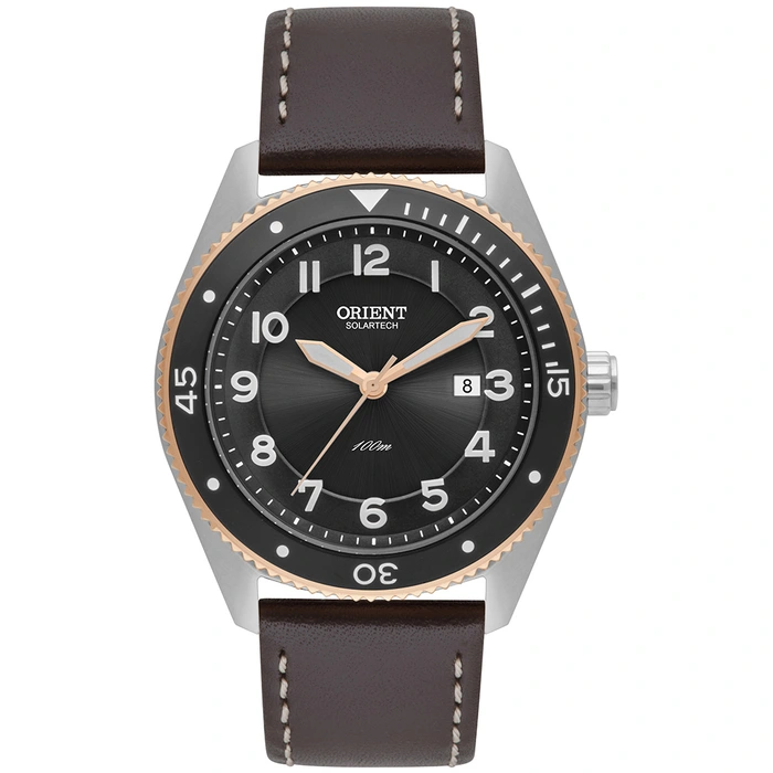 Relógio Orient Solartech Masculino MBSC0006 Prata Couro | Taniguchi Relógios
