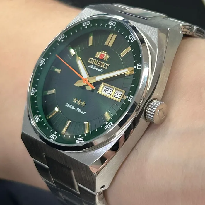 Relógio Orient 3 Estrelas Automático Clássico 469SS087NH Verde | Taniguchi Relógios