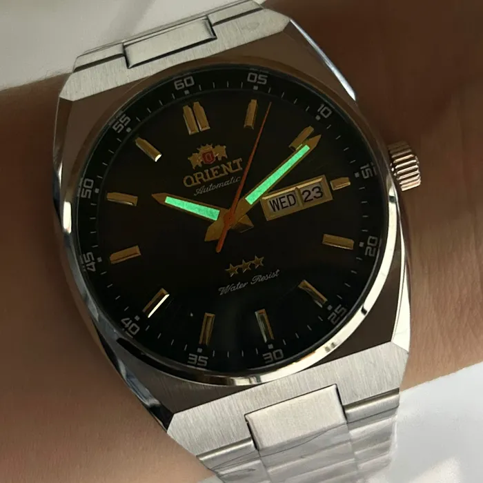 Relógio Orient 3 Estrelas Automático Clássico 469SS087NH Verde | Taniguchi Relógios