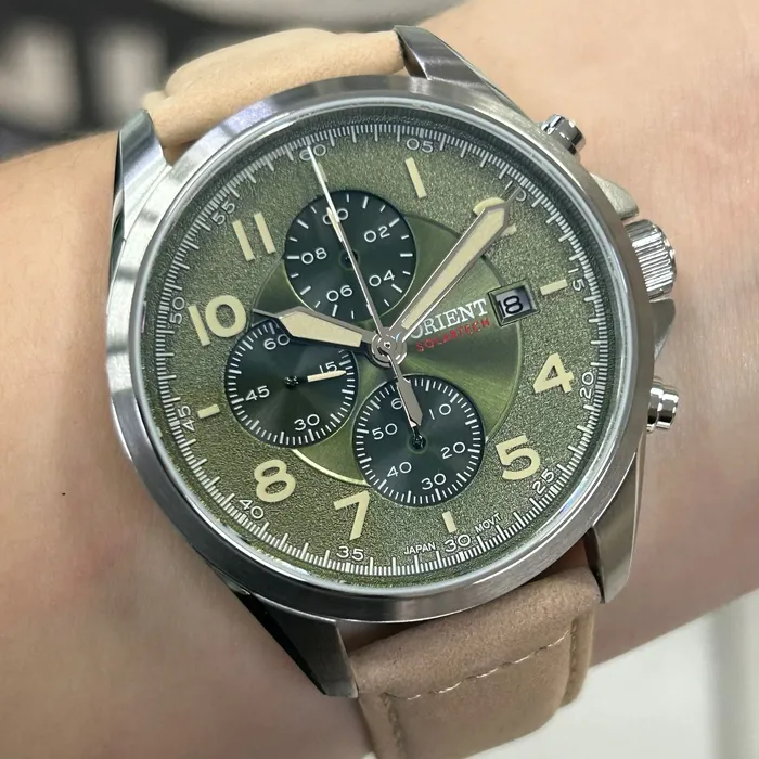 Relógio Orient Solartech Cronógrafo MBSCC071 Verde | Taniguchi Relógios