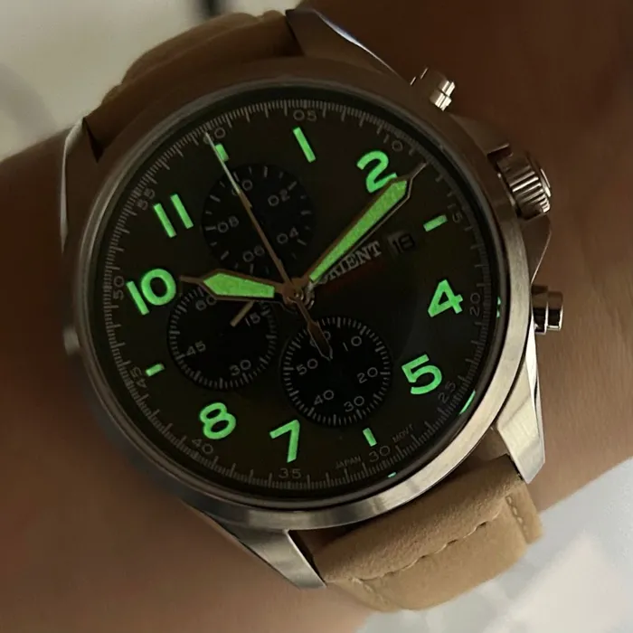 Relógio Orient Solartech Cronógrafo MBSCC071 Verde | Taniguchi Relógios
