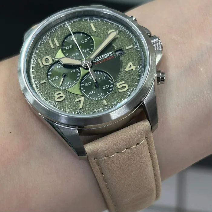 Relógio Orient Solartech Cronógrafo MBSCC071 Verde | Taniguchi Relógios