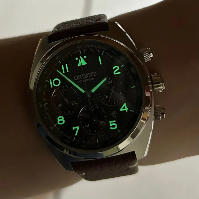 Relógio Orient Solartech Cronógrafo MBSCC069 Verde | Taniguchi Relógios