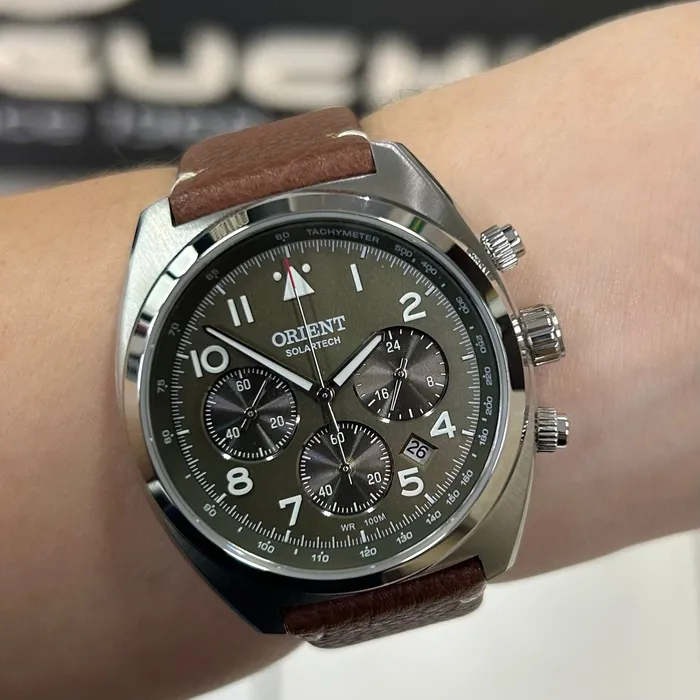 Relógio Orient Solartech Cronógrafo MBSCC069 Verde | Taniguchi Relógios