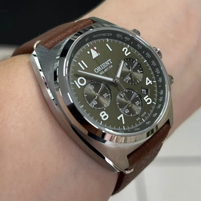 Relógio Orient Solartech Cronógrafo MBSCC069 Verde | Taniguchi Relógios