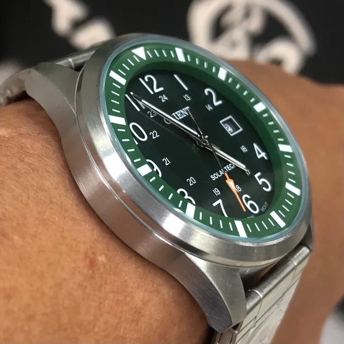 Relógio Orient Solartech MBSS1453 Prata Verde Troca Pulseira | Taniguchi Relógios