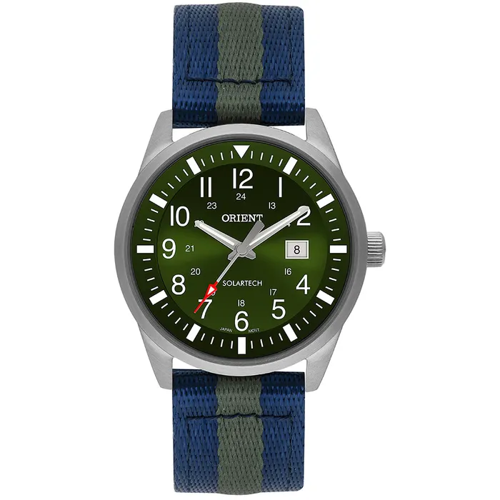 Relógio Orient Solartech MBSS1453 Prata Verde Troca Pulseira | Taniguchi Relógios