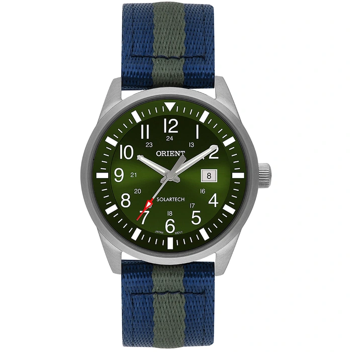 Relógio Orient Solartech MBSS1453 Prata Verde Troca Pulseira | Taniguchi Relógios