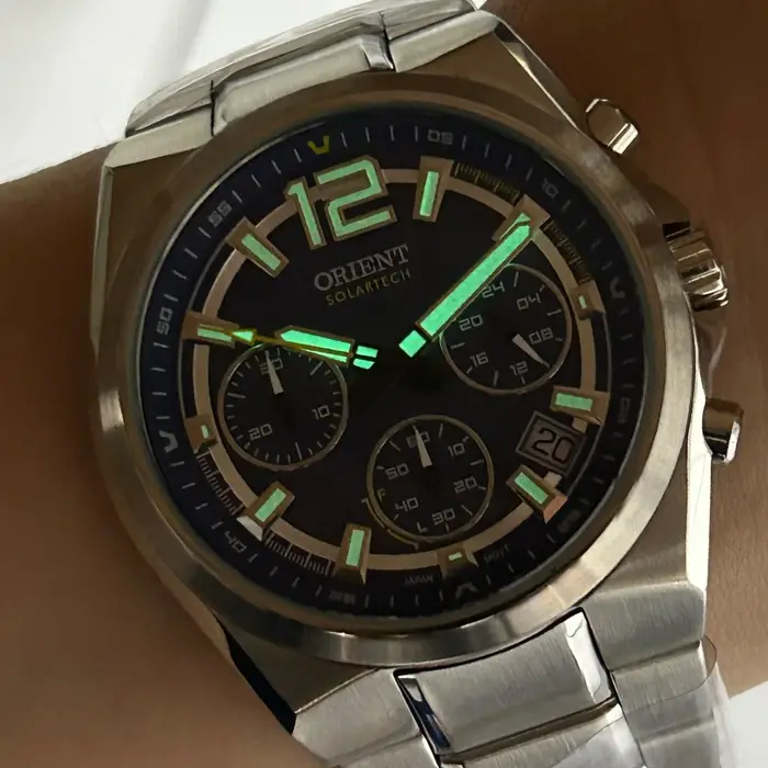 Relógio Orient Solartech Cronógrafo MBSSC281 Prata | Taniguchi Relógios