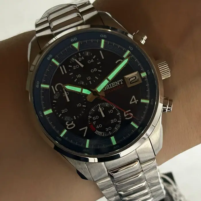 Relógio Orient Solartech Cronógrafo MBSSC308 Prata | Taniguchi Relógios
