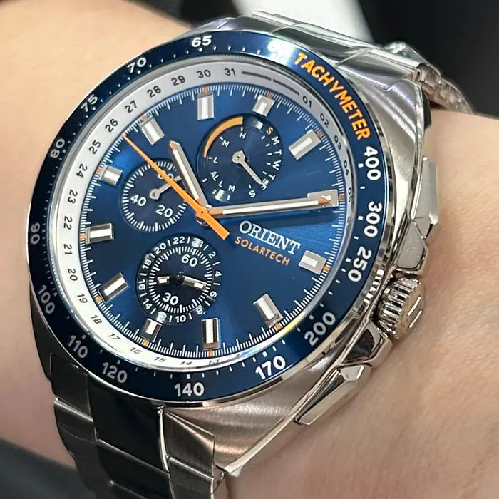 Relógio Orient Solartech Cronógrafo MBSSC298 Azul 42mm | Taniguchi Relógios