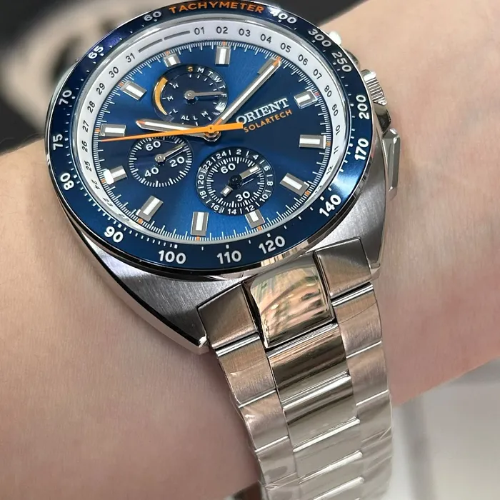 Relógio Orient Solartech Cronógrafo MBSSC298 Azul 42mm | Taniguchi Relógios
