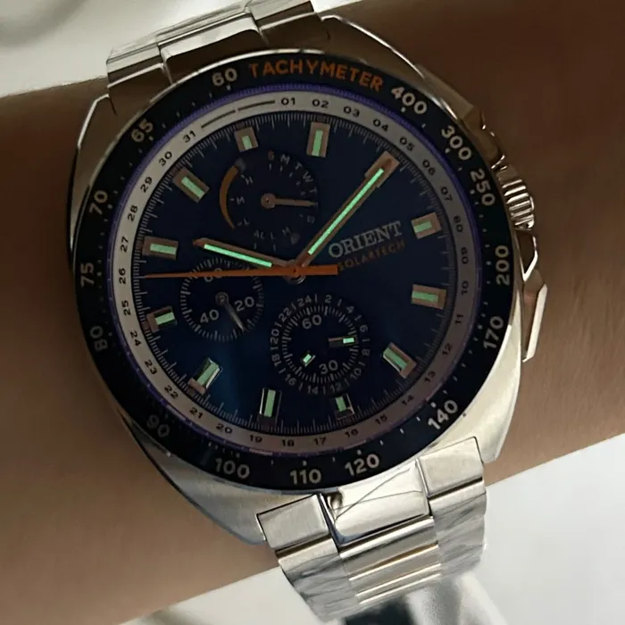 Relógio Orient Solartech Cronógrafo MBSSC298 Azul 42mm | Taniguchi Relógios
