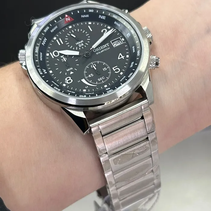 Relógio Orient Solartech Cronógrafo MBSSC287 Prata 44mm | Taniguchi Relógios