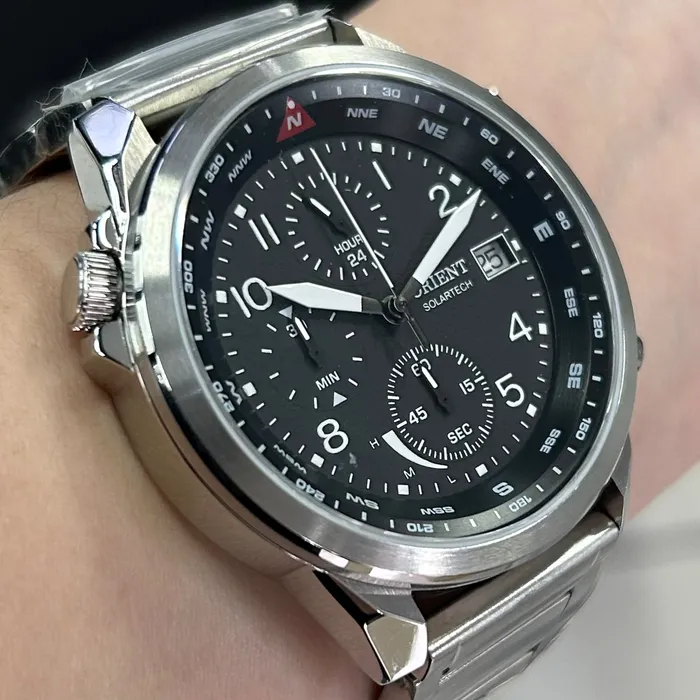 Relógio Orient Solartech Cronógrafo MBSSC287 Prata 44mm | Taniguchi Relógios