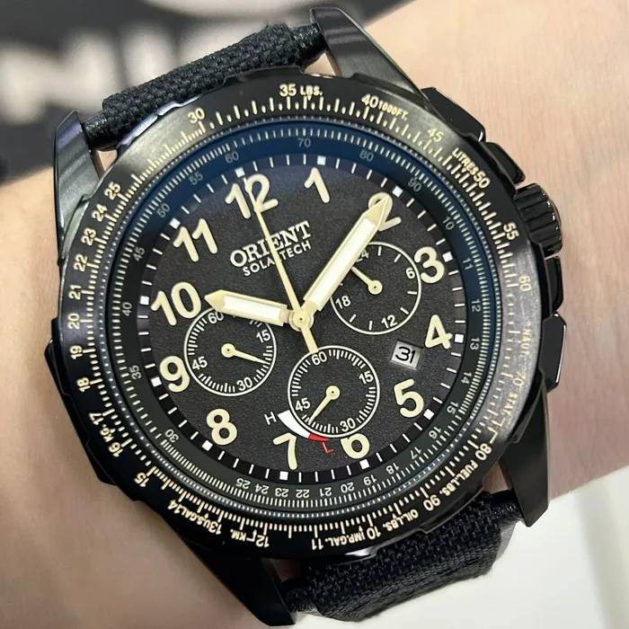 Relógio Orient Solartech Sports Pilot MPSNC007 Preto 45mm | Taniguchi Relógios