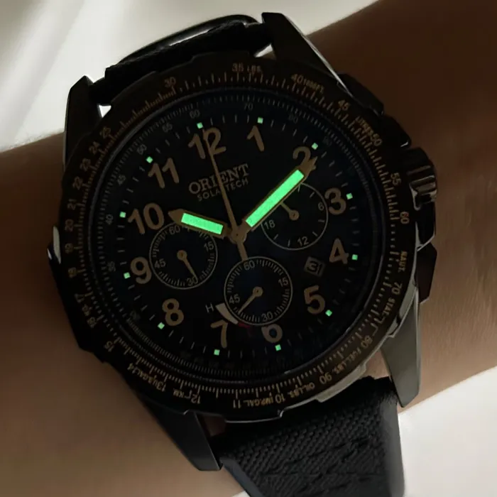 Relógio Orient Solartech Sports Pilot MPSNC007 Preto 45mm | Taniguchi Relógios
